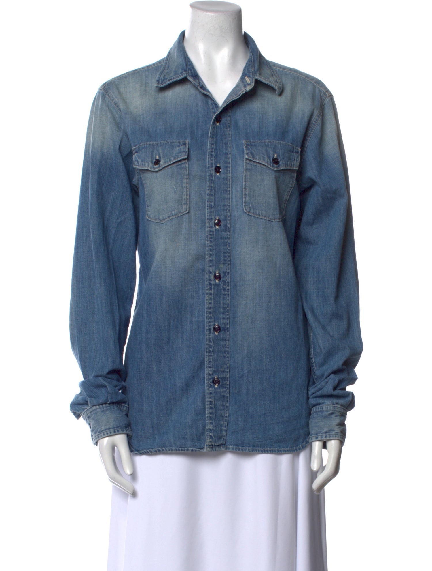 Closed Long Sleeve Button-Up Top