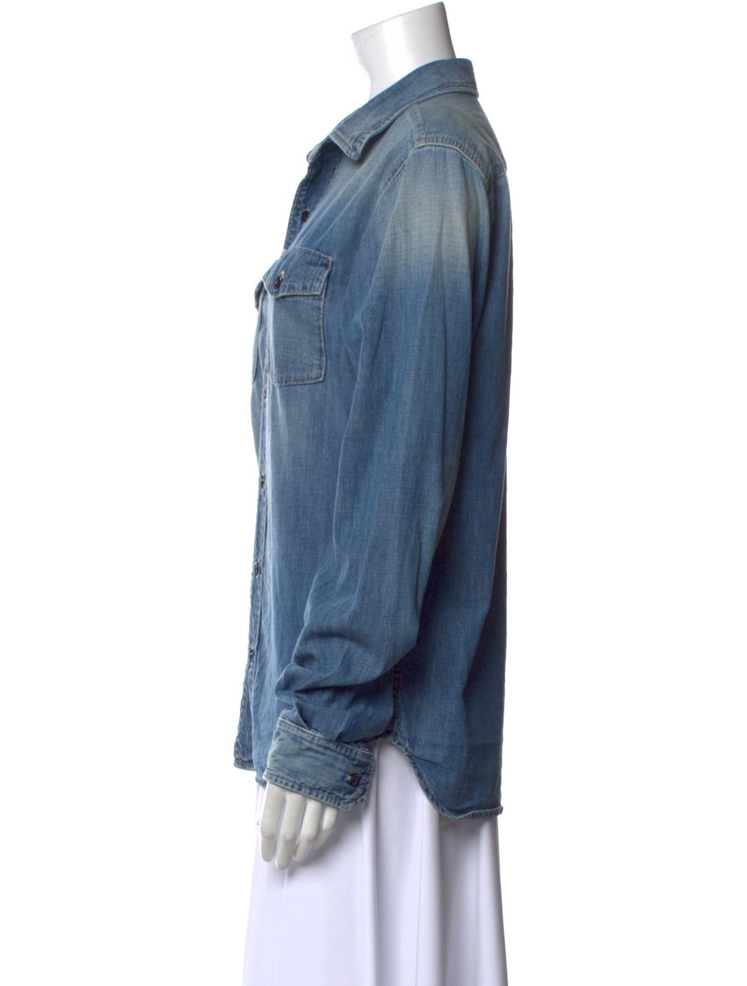 Closed Long Sleeve Button-Up Top