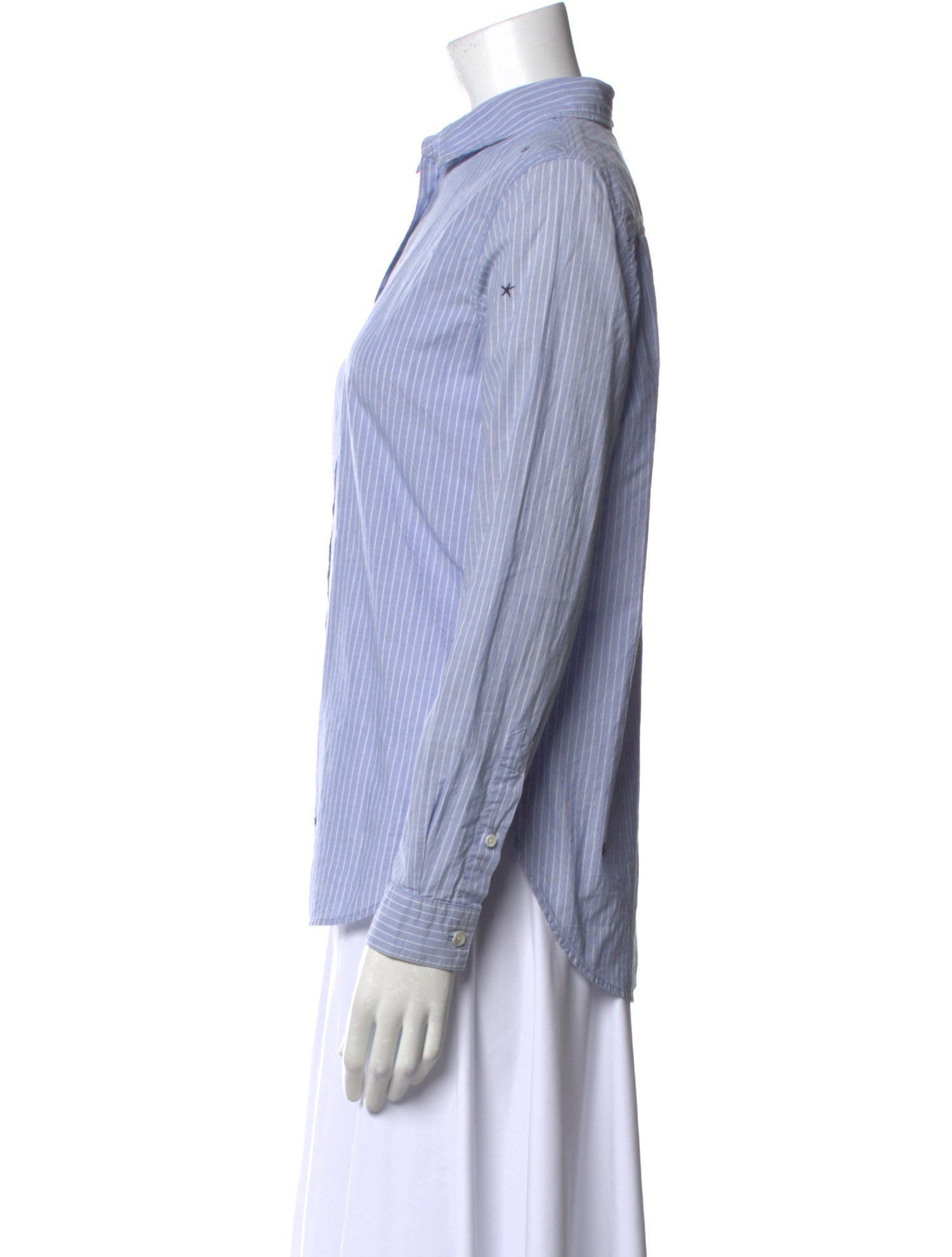 Closed Striped Long Sleeve Button-Up Top