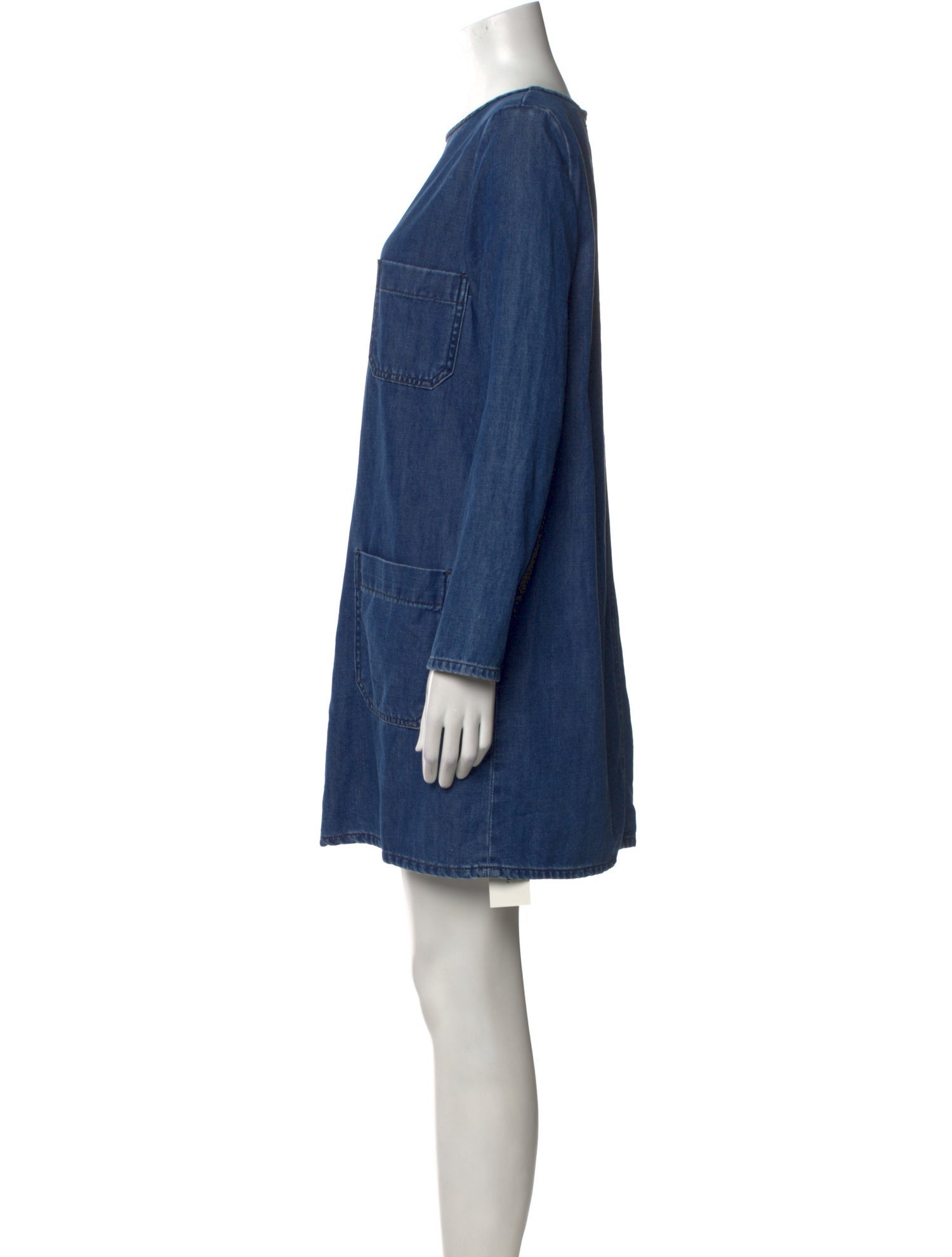 Closed Bateau Neckline Mini Dress