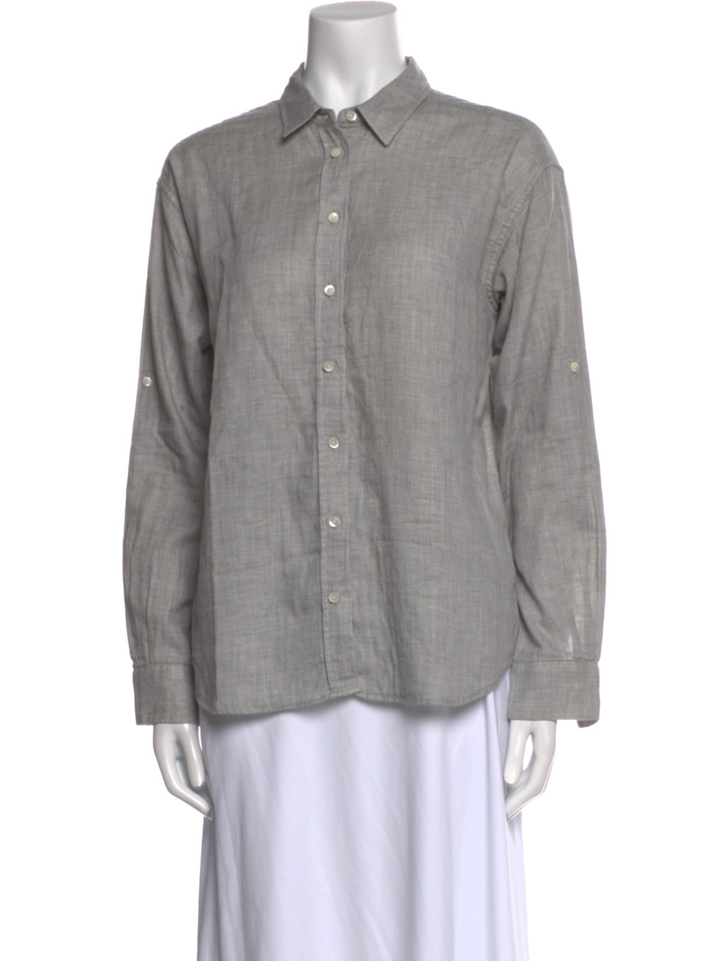 Closed Long Sleeve Button-Up Top
