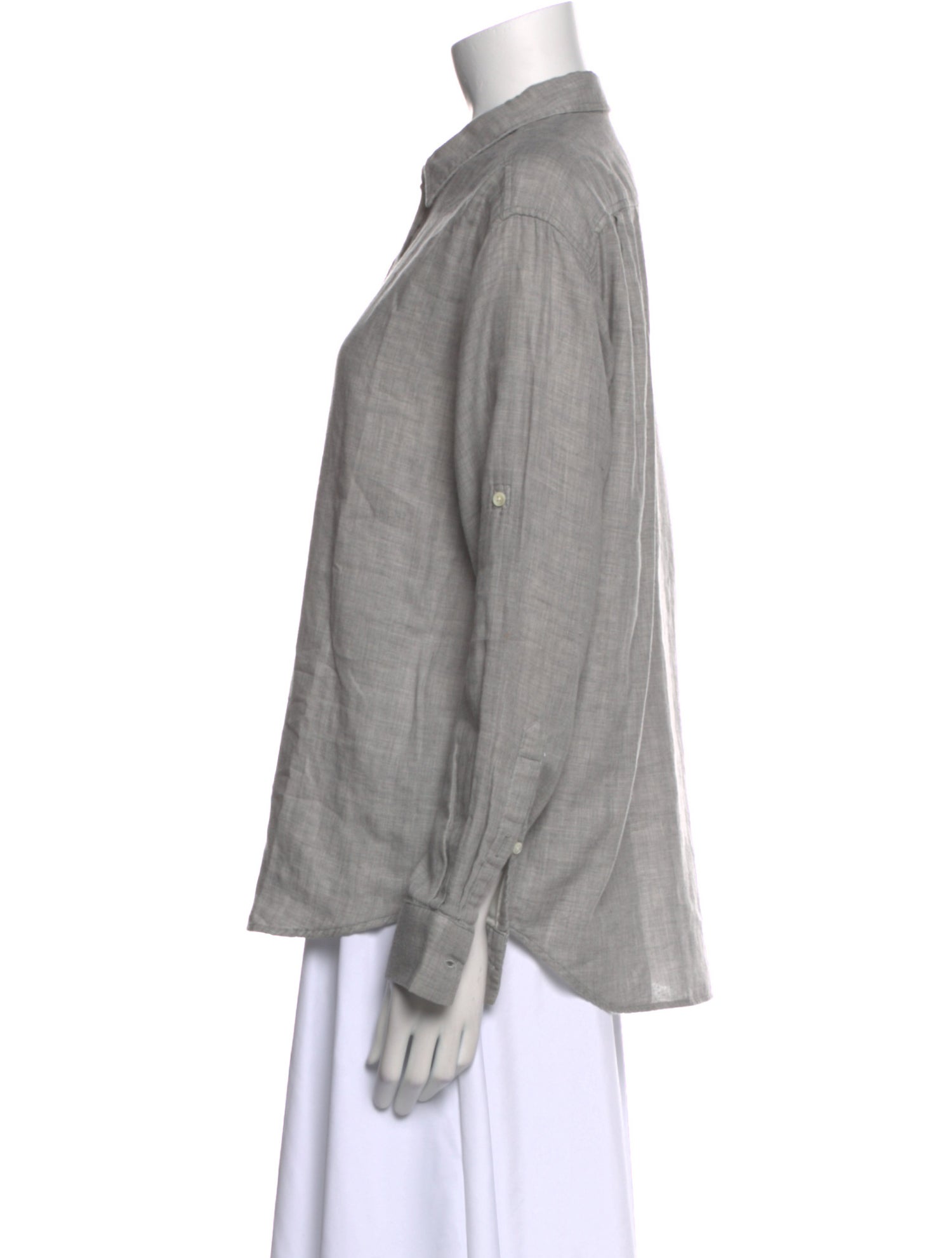 Closed Long Sleeve Button-Up Top