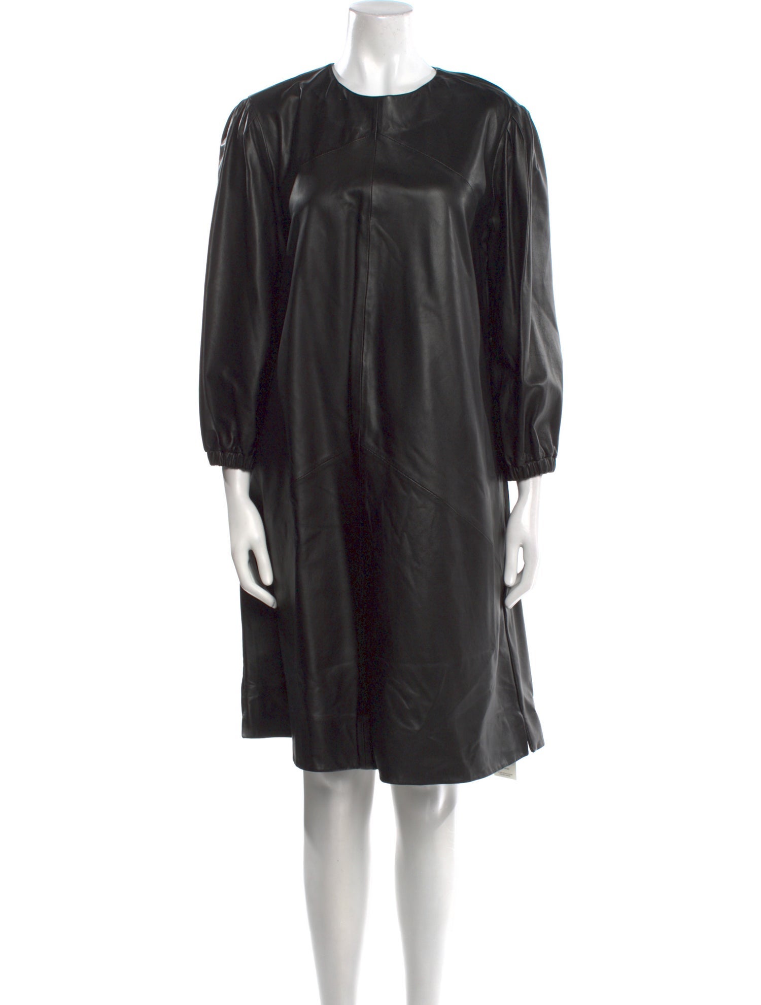 Closed Lamb Leather Knee-Length Dress