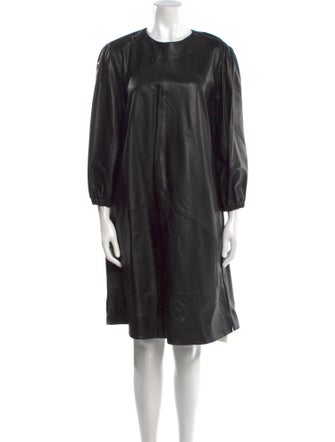 Closed Lamb Leather Knee-Length Dress