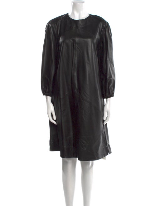 Closed Lamb Leather Knee-Length Dress