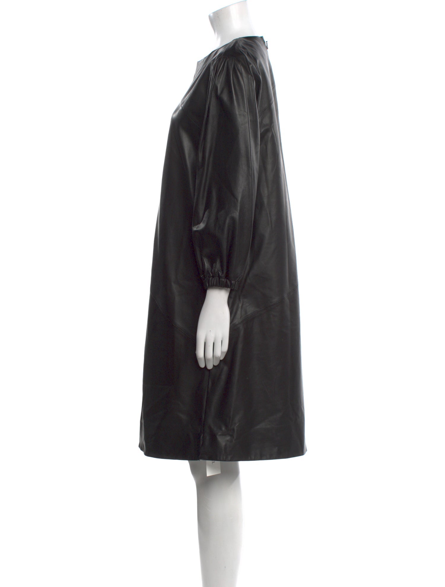 Closed Lamb Leather Knee-Length Dress