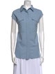Closed Short Sleeve Button-Up Top