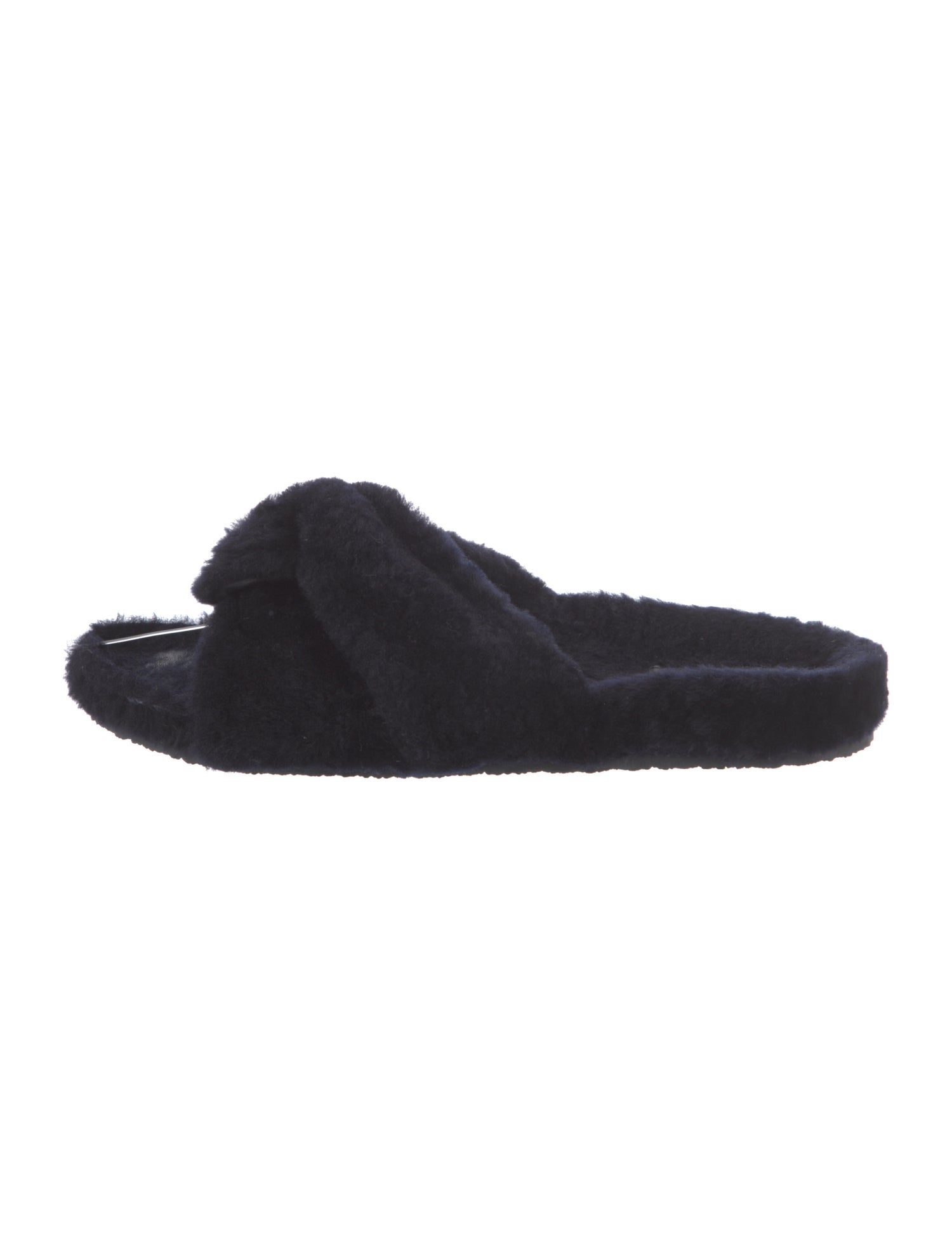 Closed Faux Fur Slides