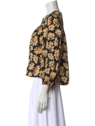 Closed Floral Print Bateau Neckline Blouse