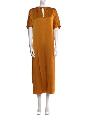 Pre-owned Closed Bateau Neckline Long Dress In Multi