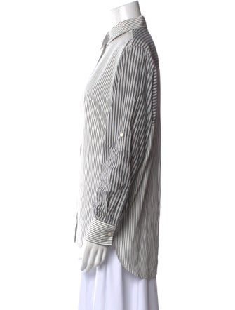 Closed Striped Long Sleeve Button-Up Top