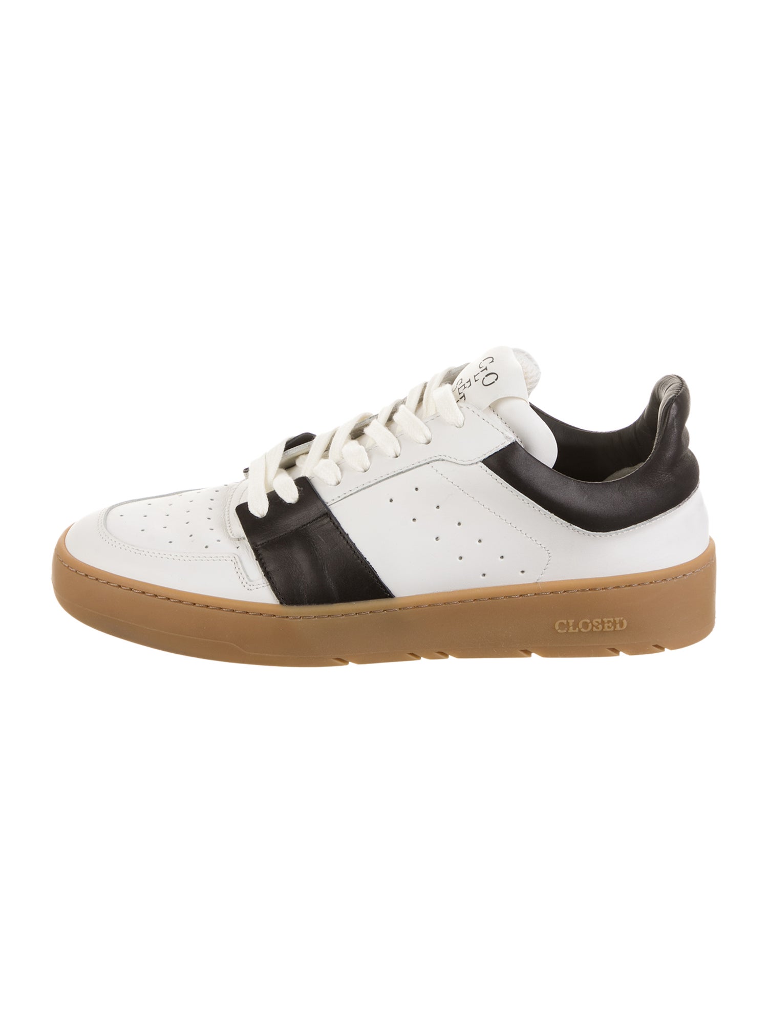 Closed Leather Colorblock Pattern Sneakers