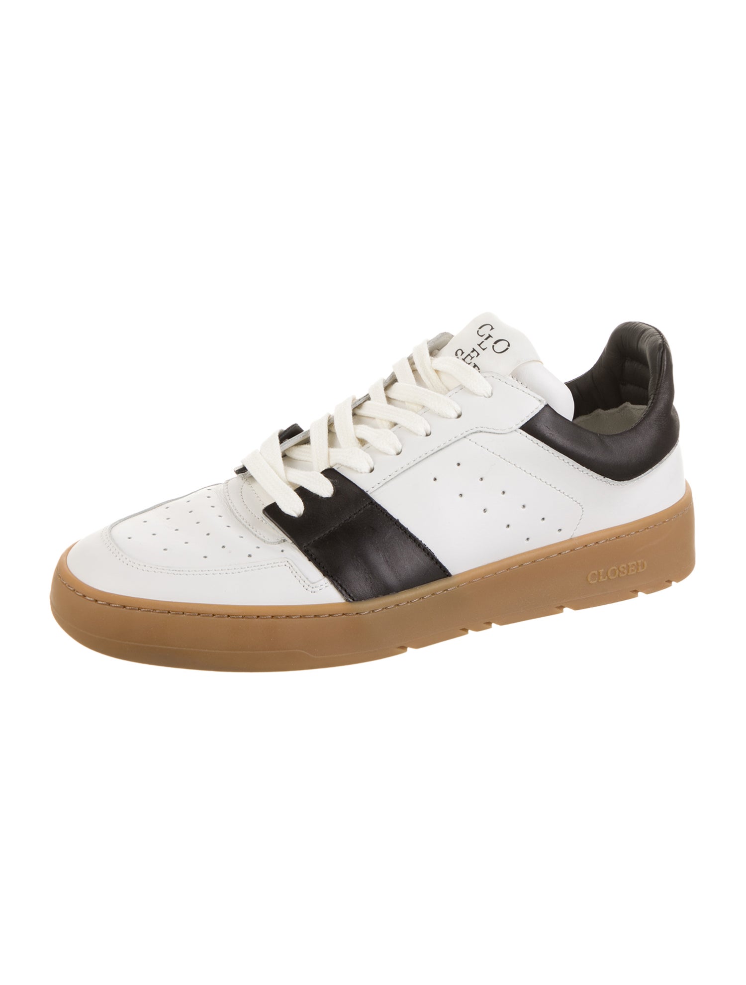 Closed Leather Colorblock Pattern Sneakers