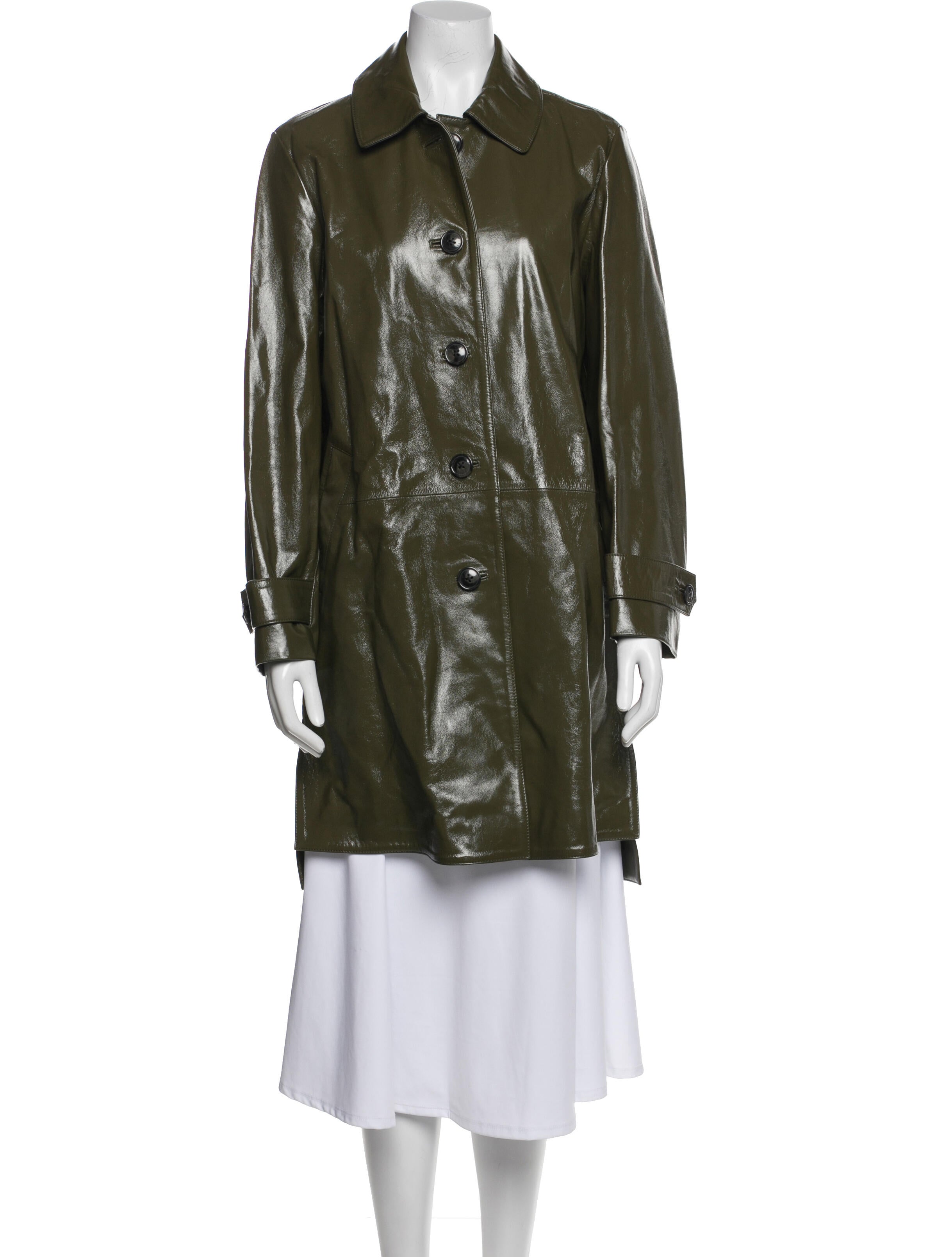 Closed Leather Trench Coat
