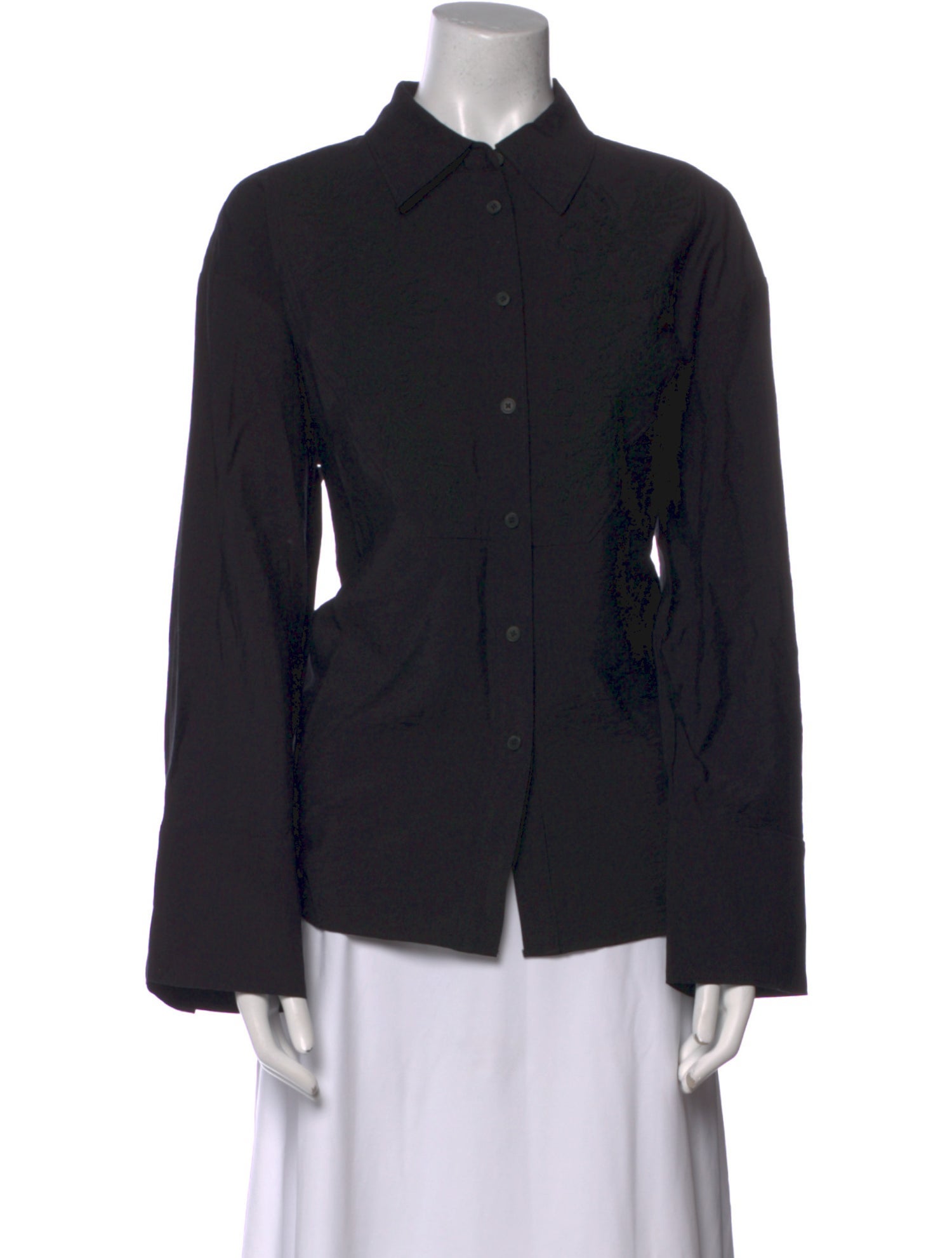 Closed Long Sleeve Button-Up Top