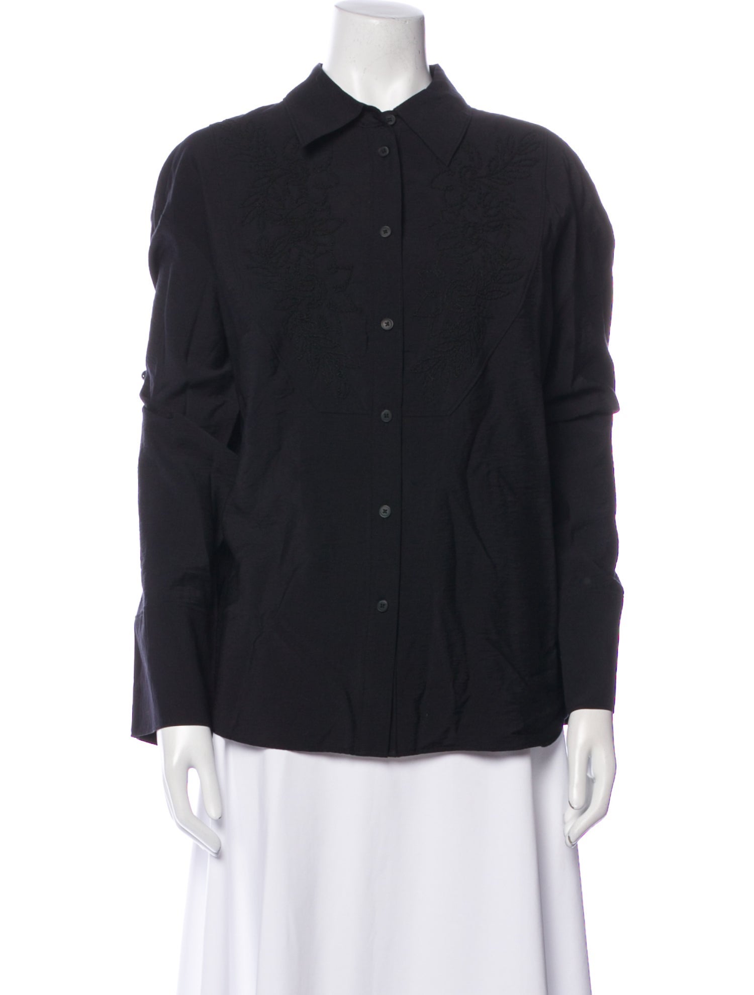 Closed Long Sleeve Button-Up Top