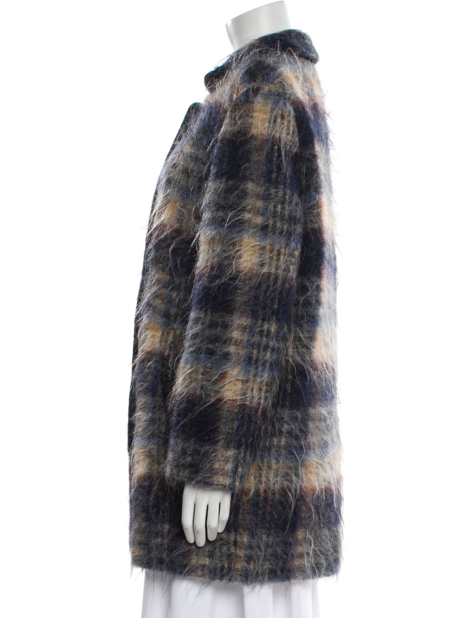 Closed Alpaca Plaid Print Faux Fur Jacket