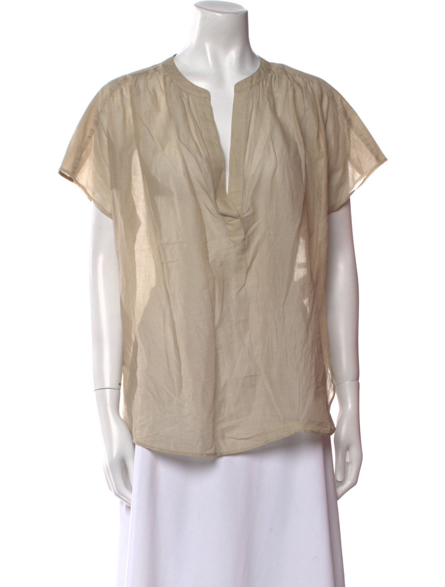 Closed V-Neck Short Sleeve Blouse