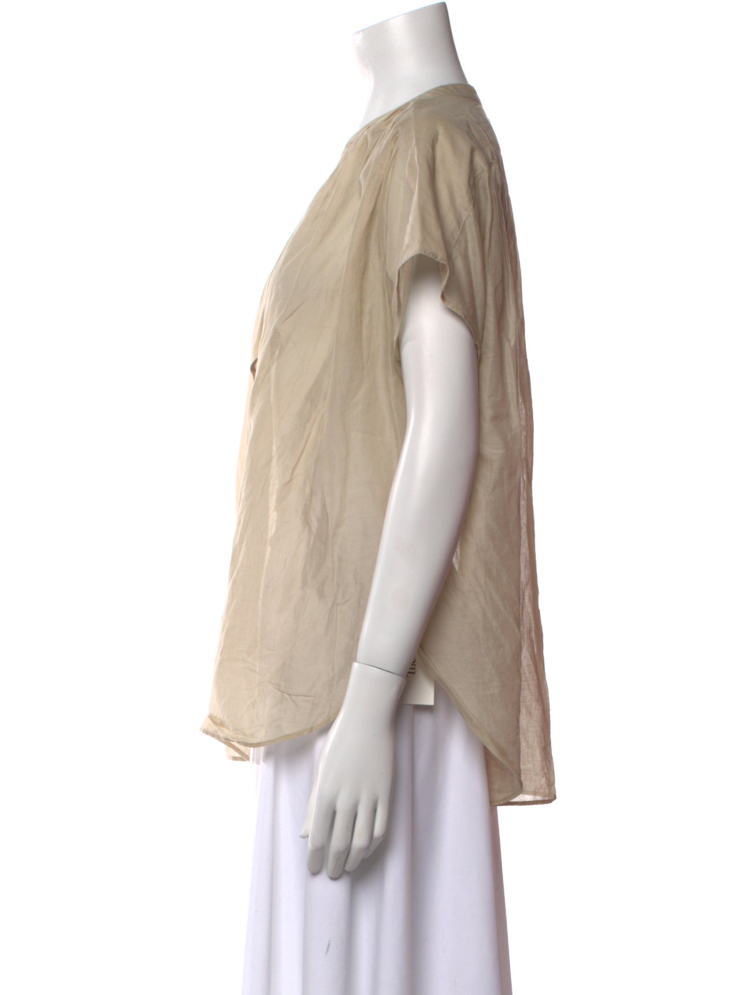 Closed V-Neck Short Sleeve Blouse