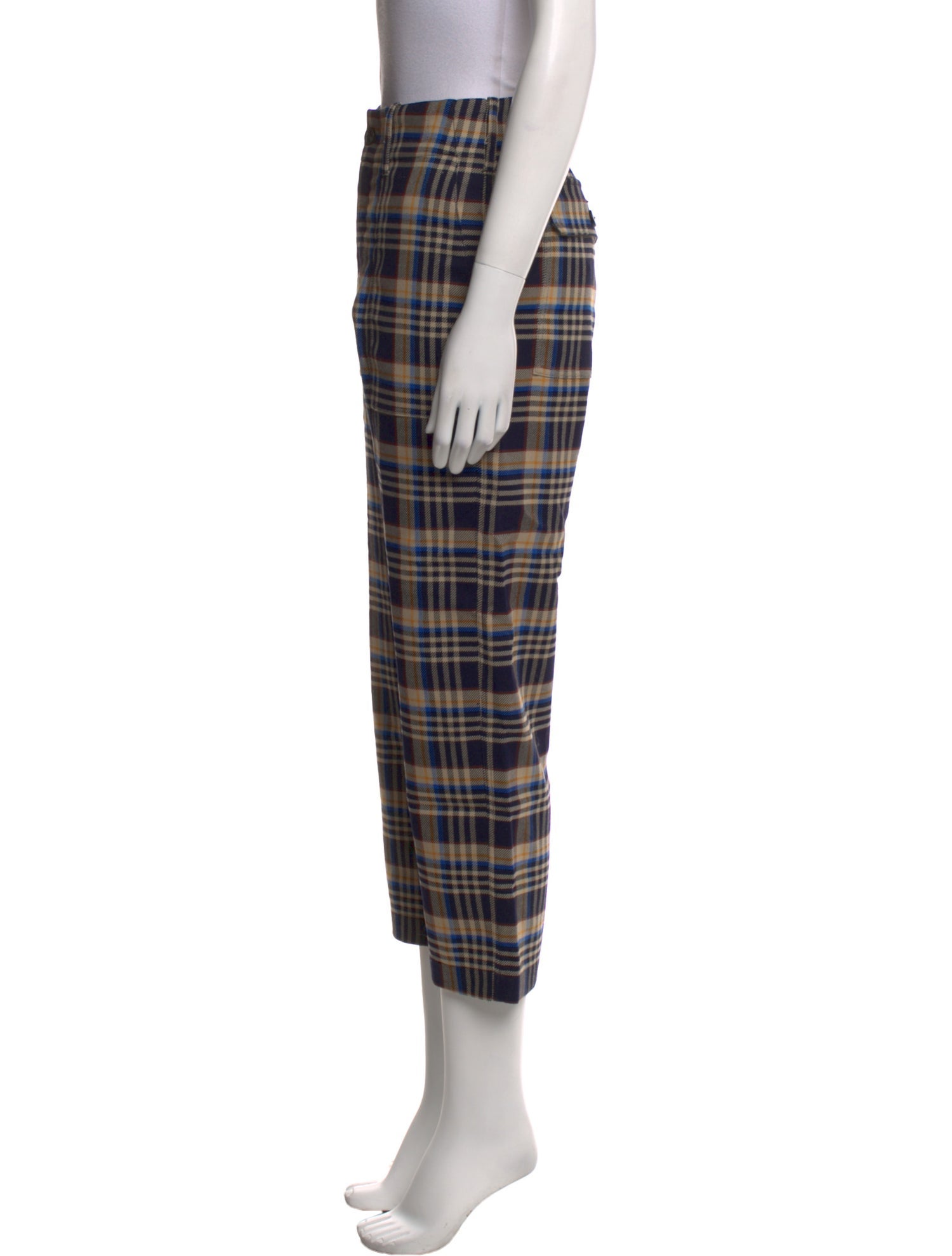 Closed Plaid Print Straight Leg Pants