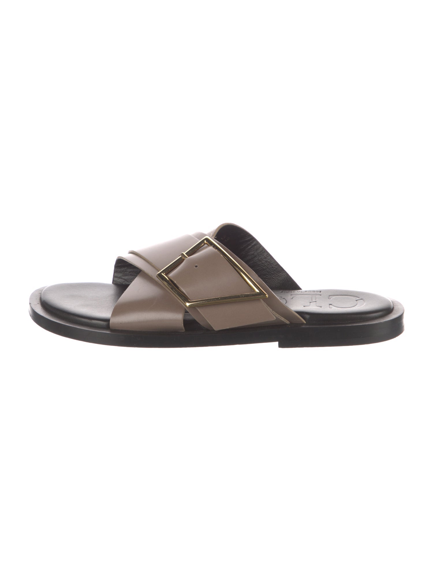 Closed Leather Slides