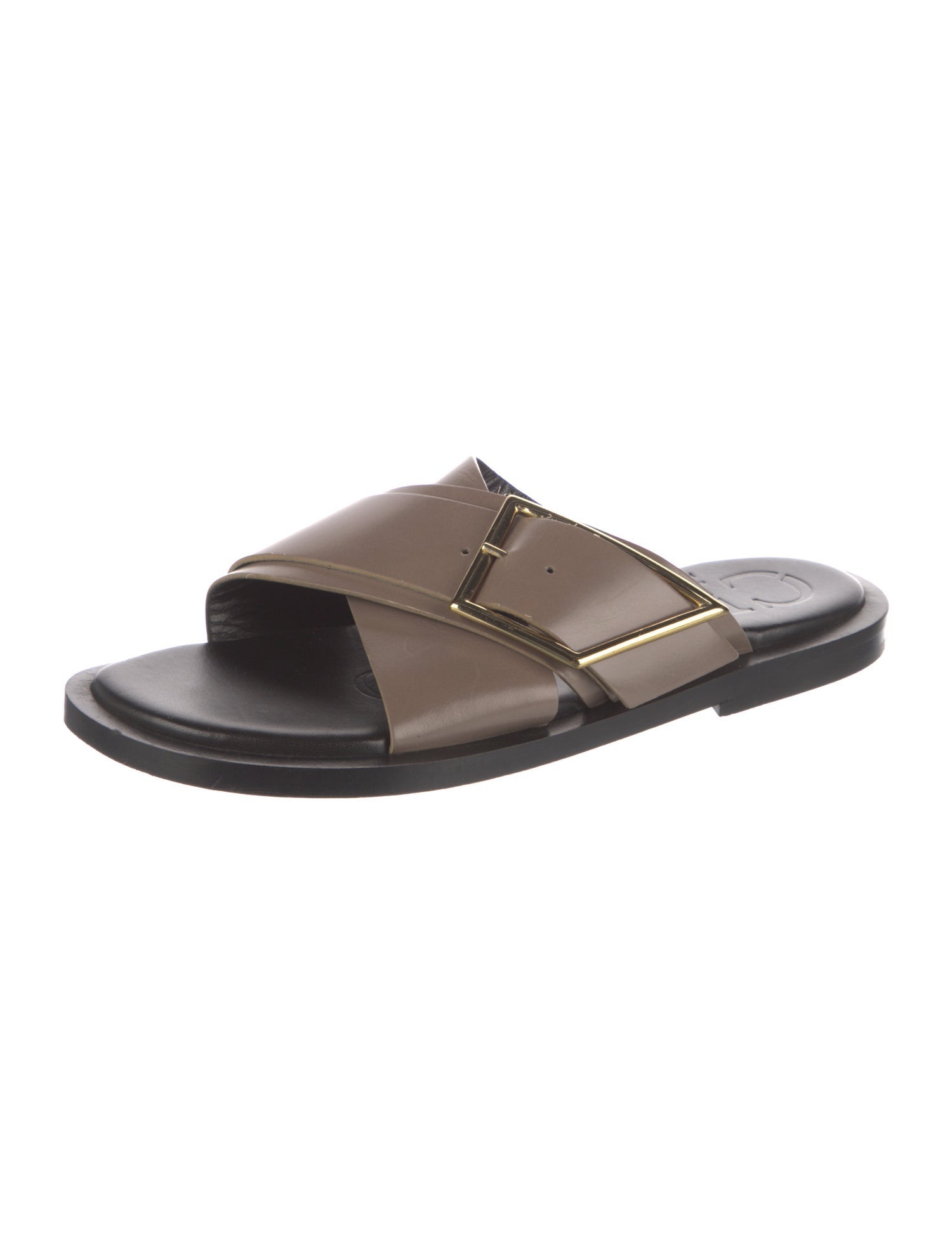 Closed Leather Slides