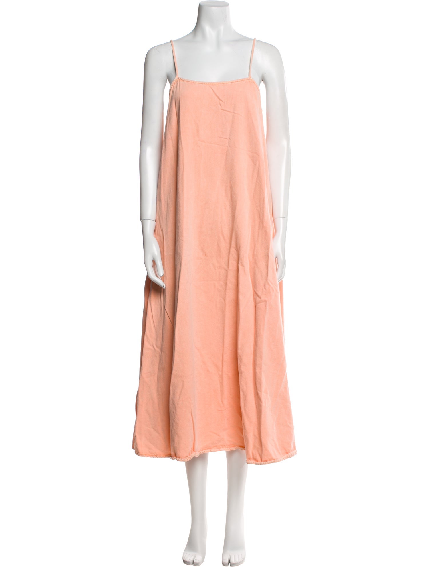 Closed Square Neckline Midi Length Dress