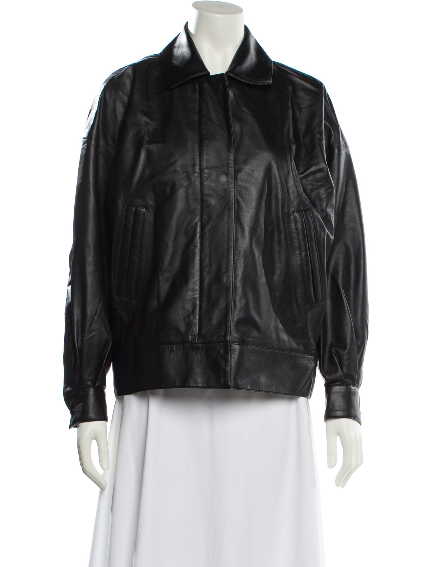 Closed Leather Bomber Jacket