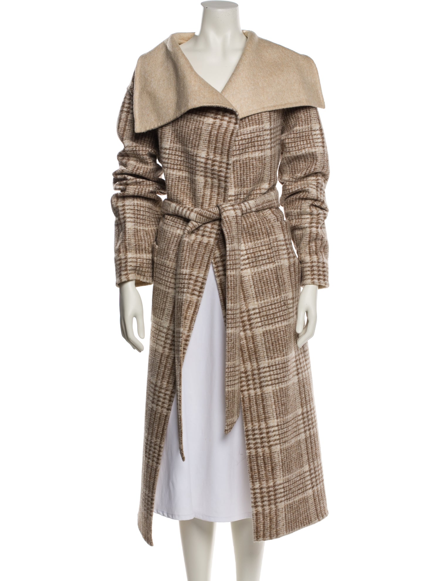 Closed Plaid Print Trench Coat