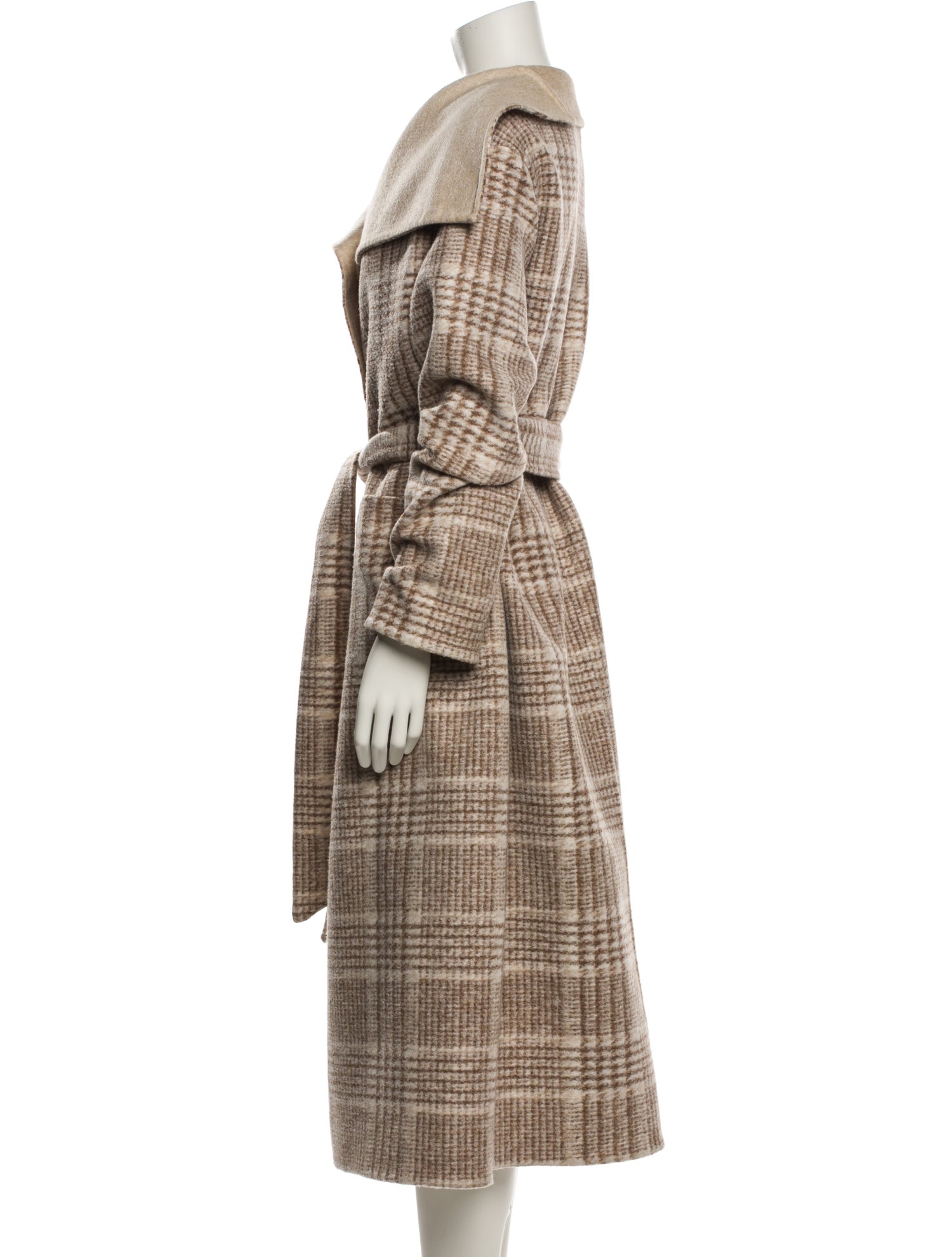 Closed Plaid Print Trench Coat