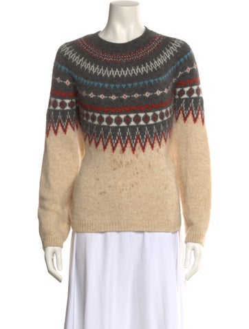 Pre-owned Closed Striped Bateau Neckline Sweater In Neutral