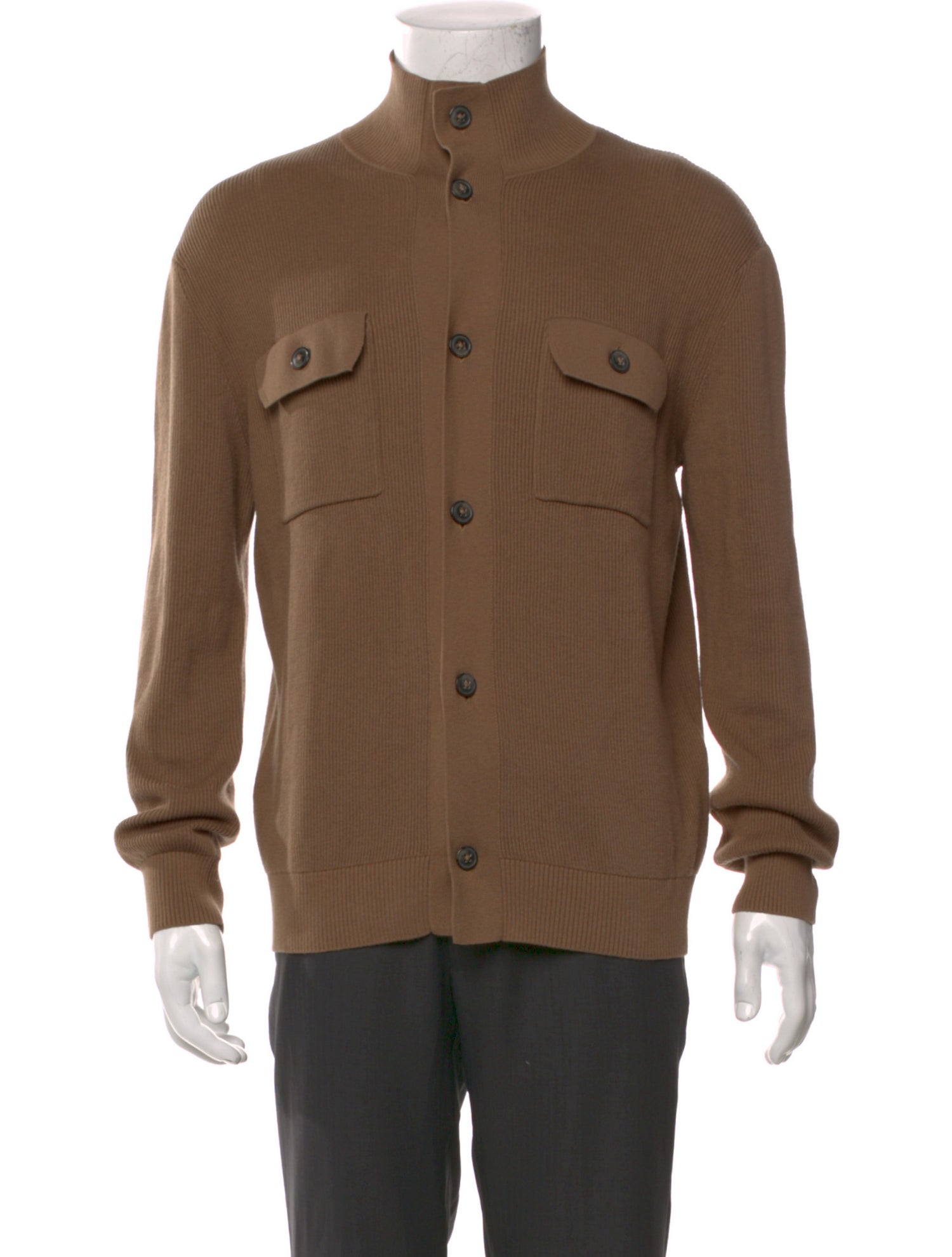 Closed Mock Neck Long Sleeve Cardigan