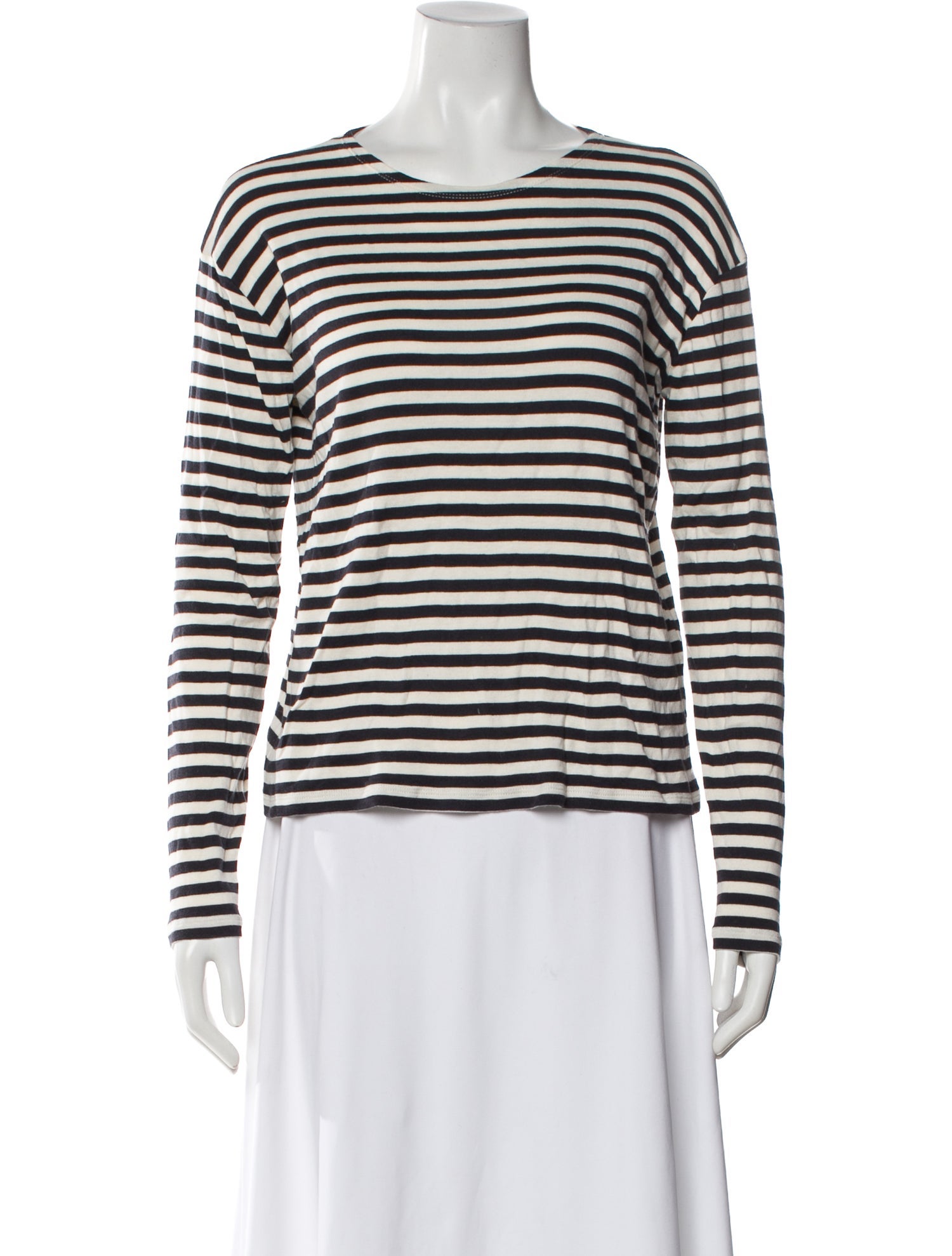 Closed Striped Crew Neck Top