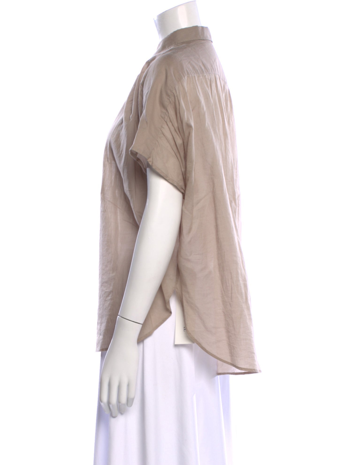 Closed Short Sleeve Button-Up Top