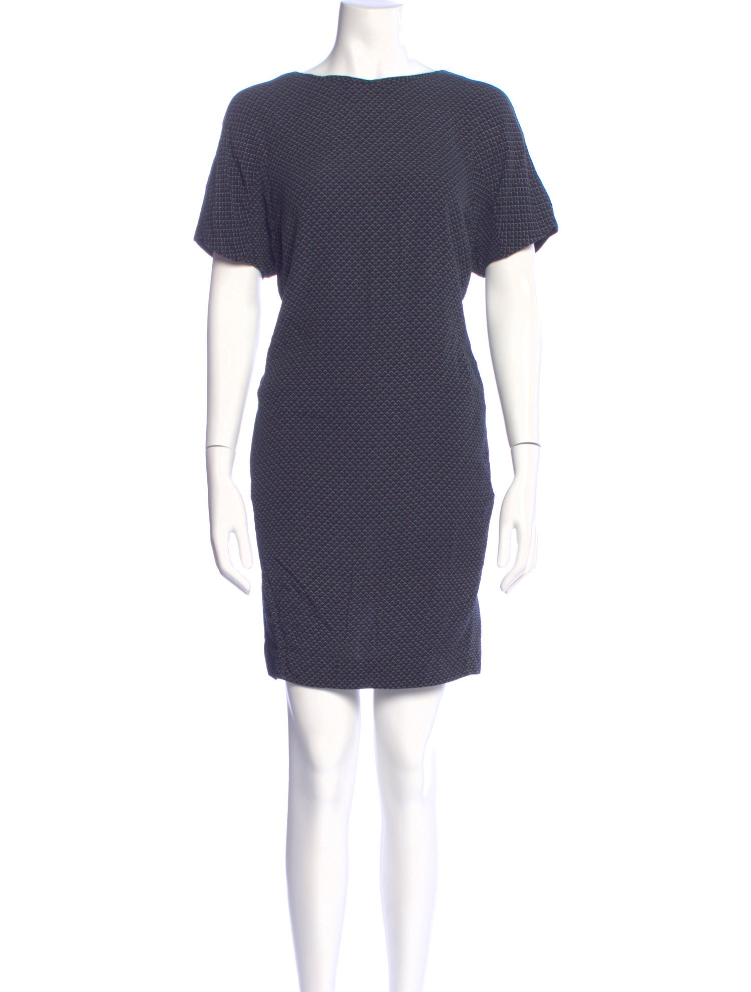 Closed Bateau Neckline Mini Dress