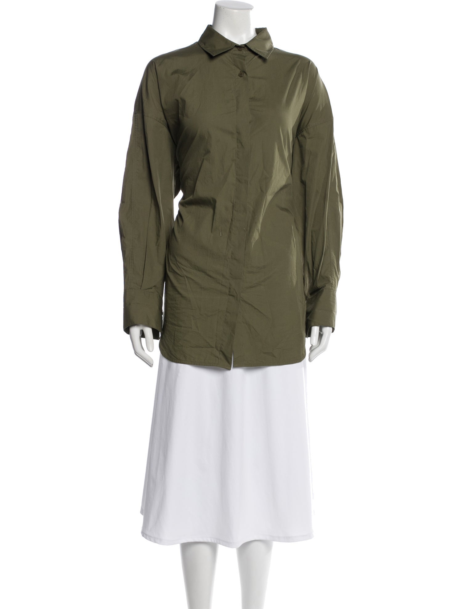 Closed Long Sleeve Button-Up Top