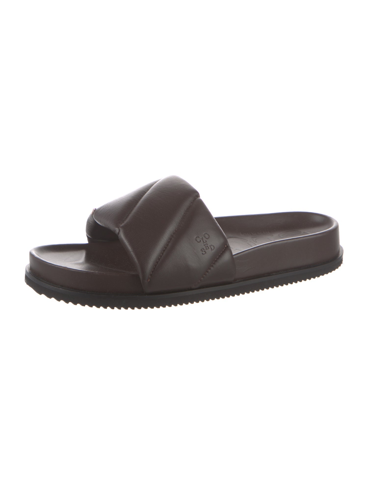 Closed Leather Slides
