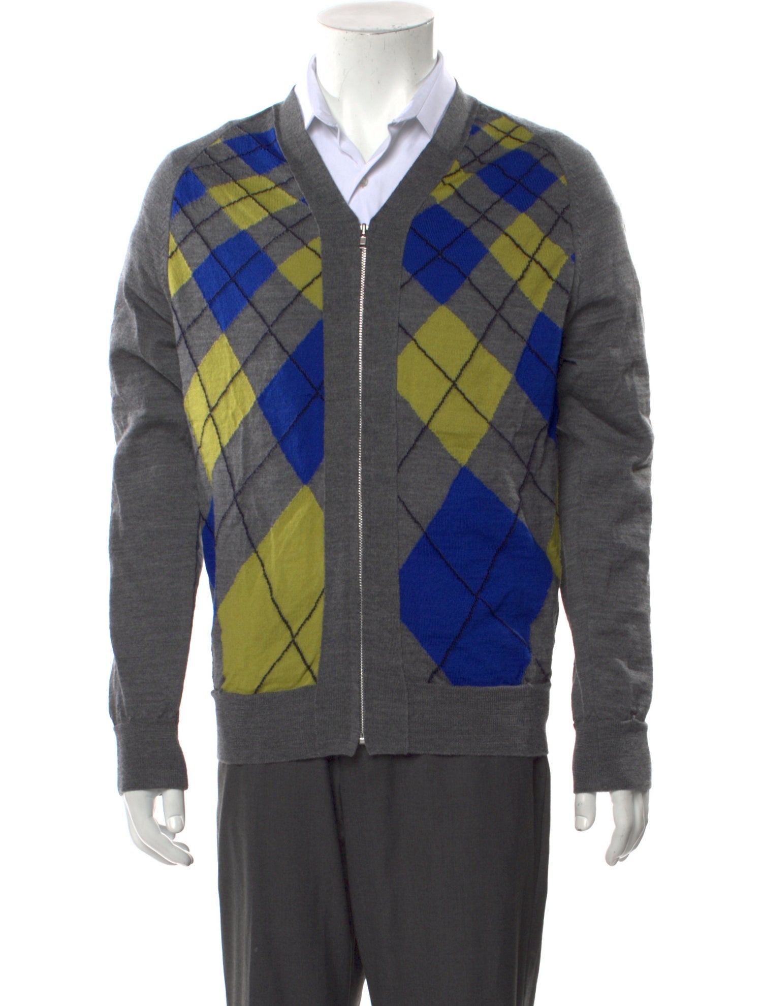 Comme des Garçons Homme Deux Wool Plaid Print Cardigan w/ Tags