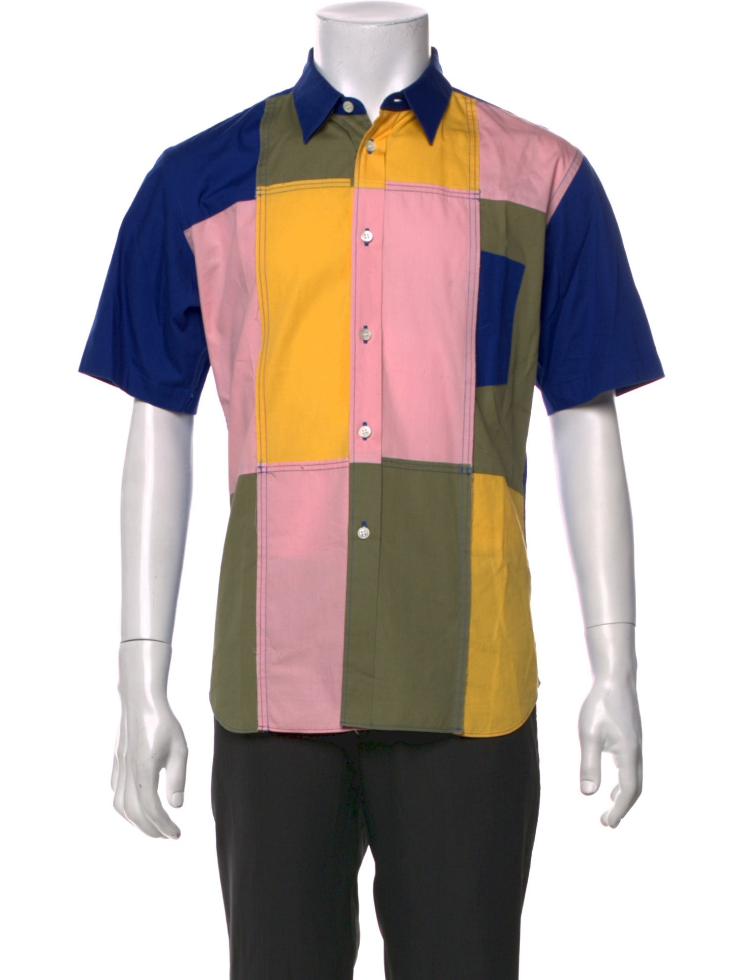 Comme des Garçons Homme Deux Colorblock Pattern Short Sleeve Shirt