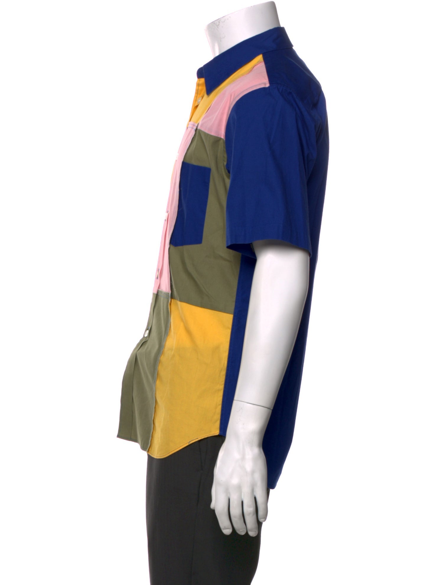 Comme des Garçons Homme Deux Colorblock Pattern Short Sleeve Shirt