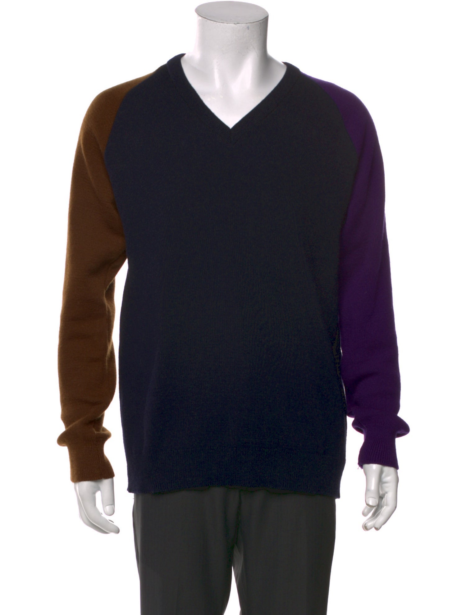 Comme des Garçons Homme Deux Colorblock Pattern V-Neck Pullover