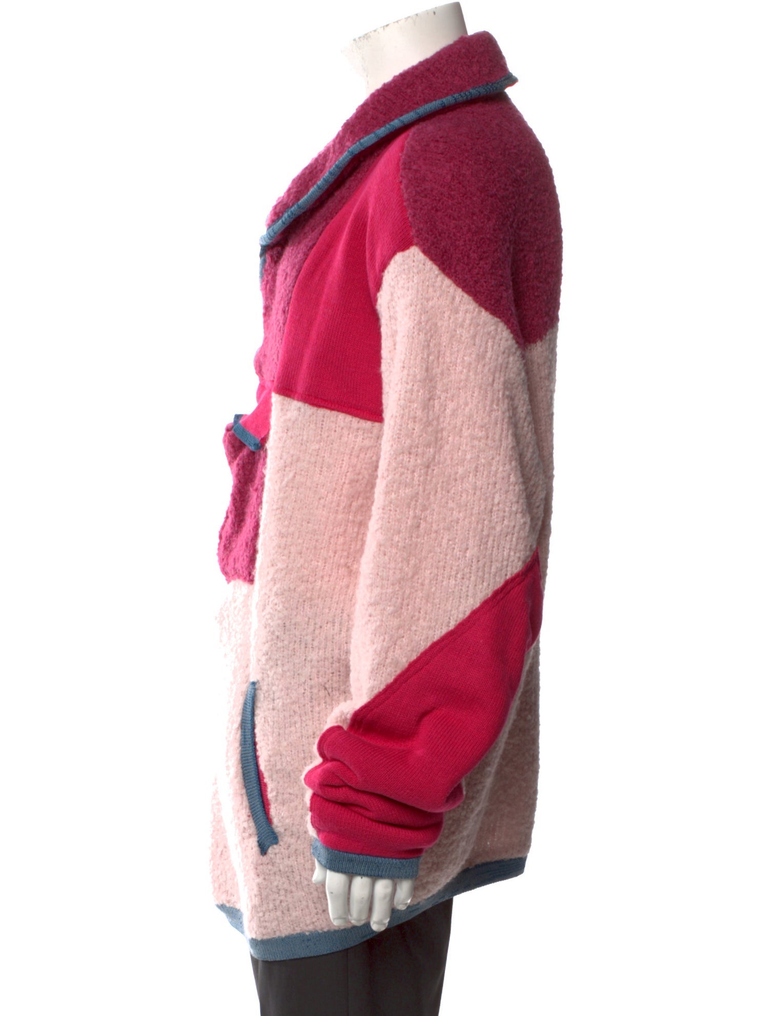 Camp High Colorblock Pattern Cowl Neck Polo Sweater
