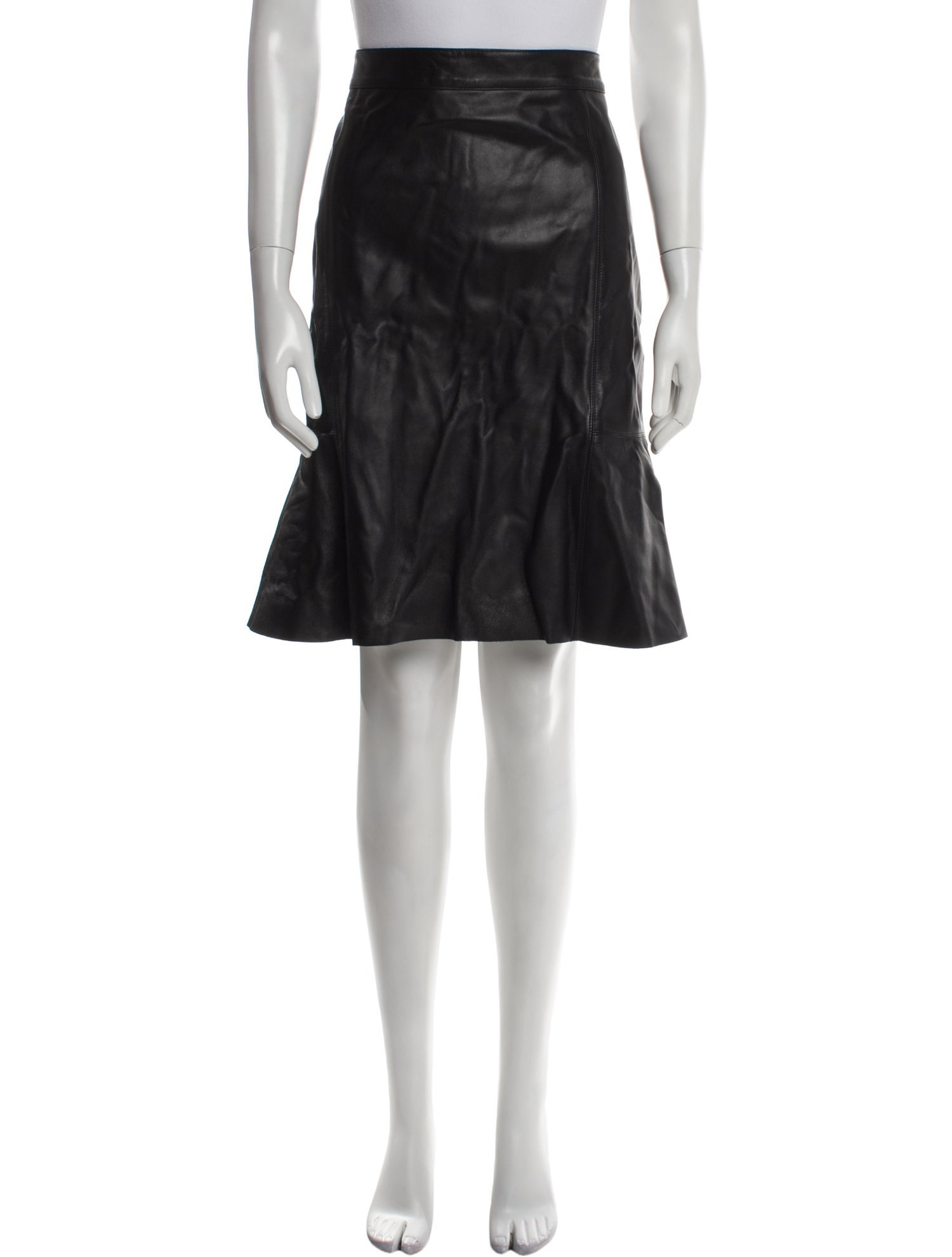 Charlotte Brody Leather Knee-Length Skirt