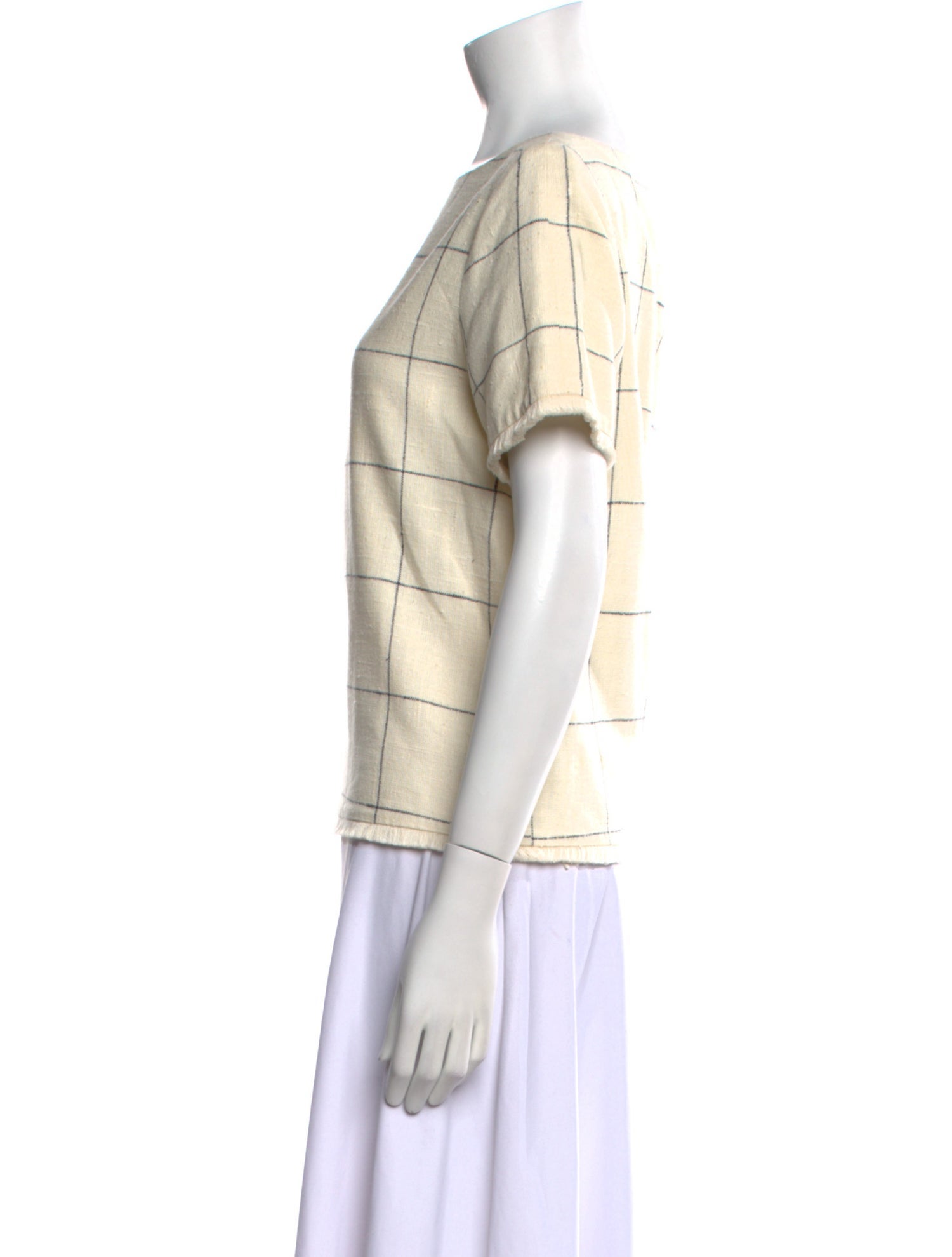 Charlotte Brody Plaid Print Bateau Neckline Blouse