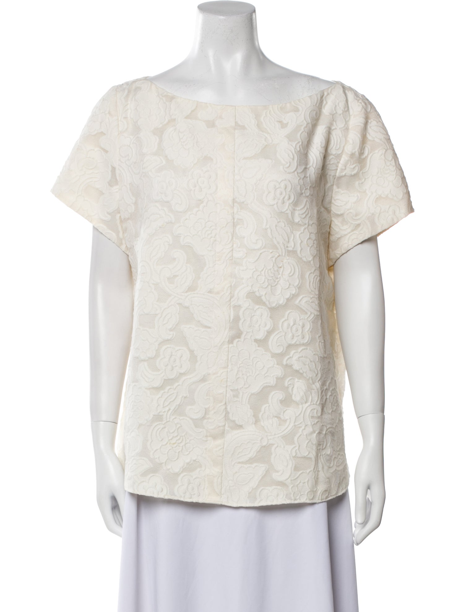 Charlotte Brody Lace Pattern Bateau Neckline Top