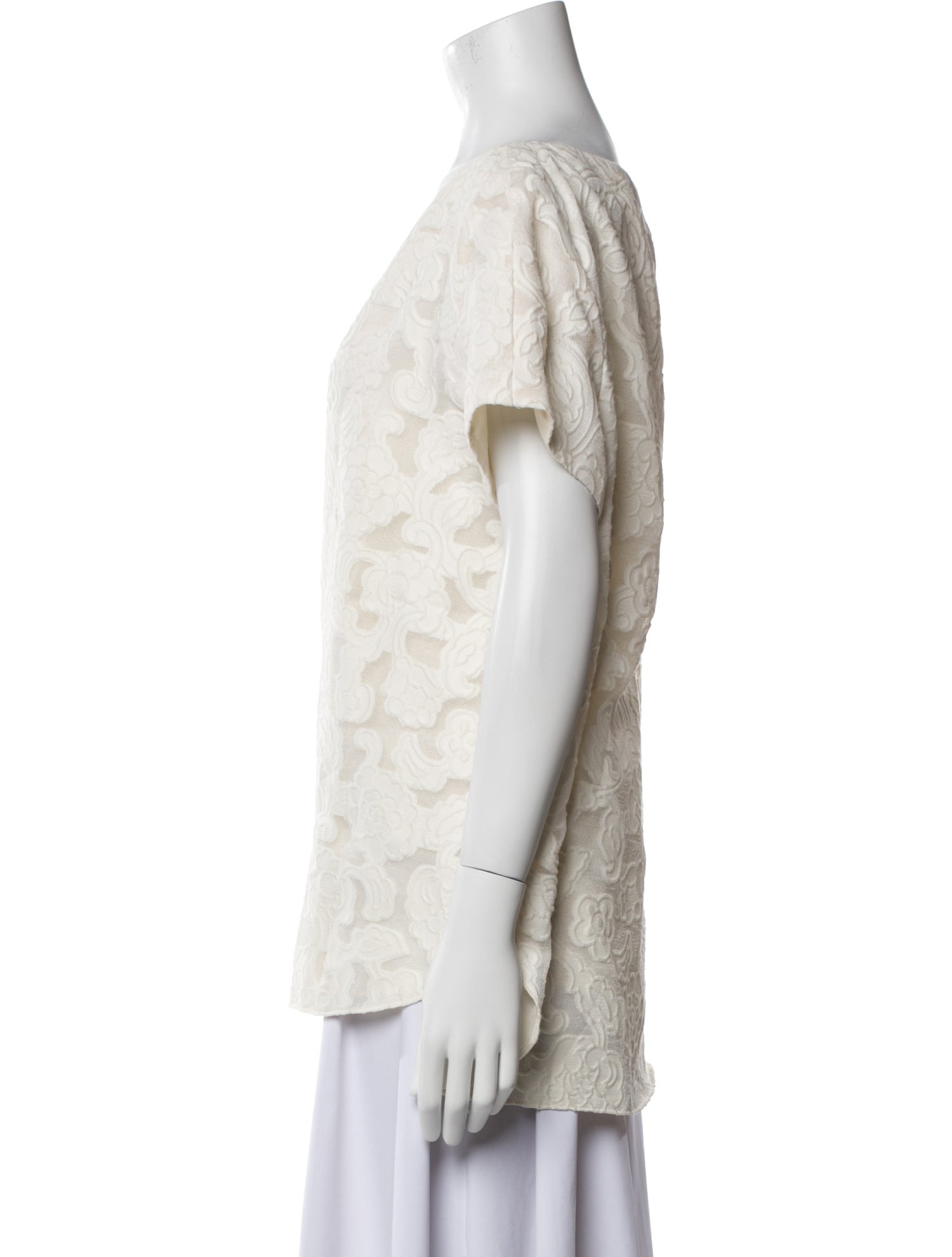 Charlotte Brody Lace Pattern Bateau Neckline Top