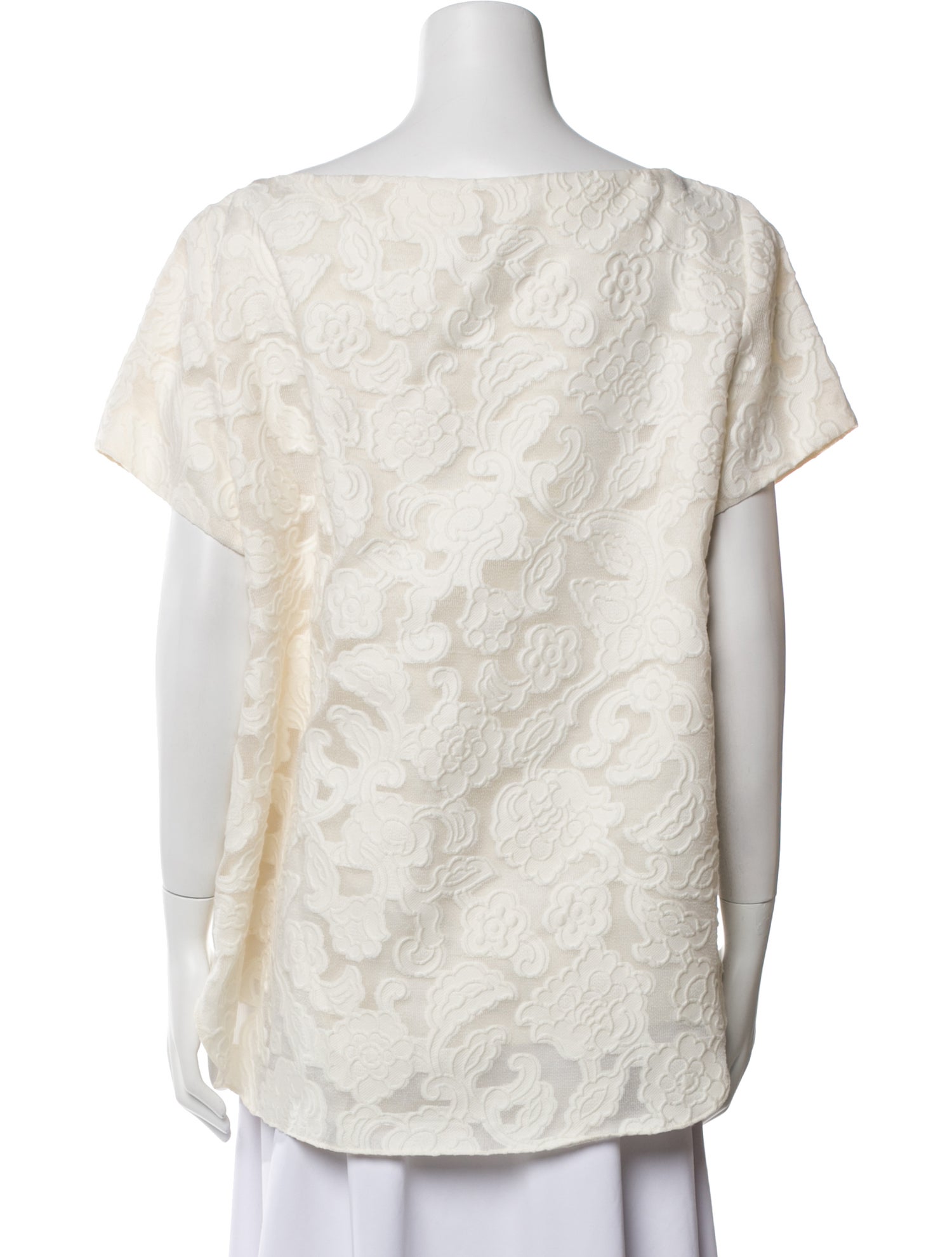 Charlotte Brody Lace Pattern Bateau Neckline Top