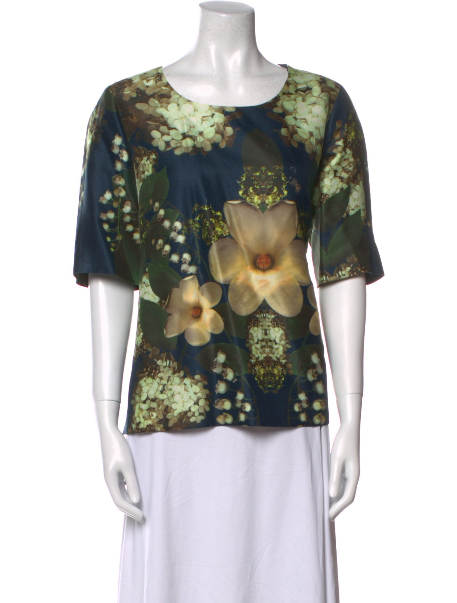 Charlotte Brody Floral Print Bateau Neckline Blouse