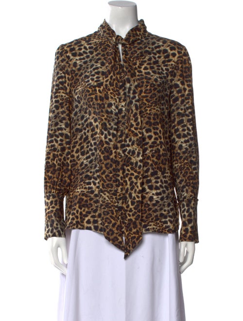Charlotte Brody Silk Animal Print Button-Up Top