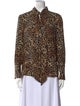 Charlotte Brody Silk Animal Print Button-Up Top